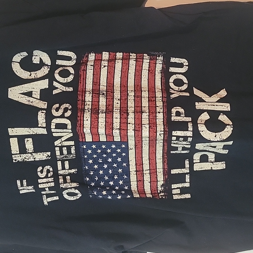 BUCKWEAR  Bold and Proud American Flag Navy Blue Short Sleeve Tee